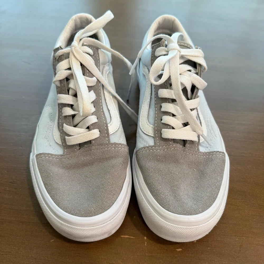 Vans Old Skool Drizzle Gray Light Blue Gray Flat Low Top Sneakers Womens 7.5 M6